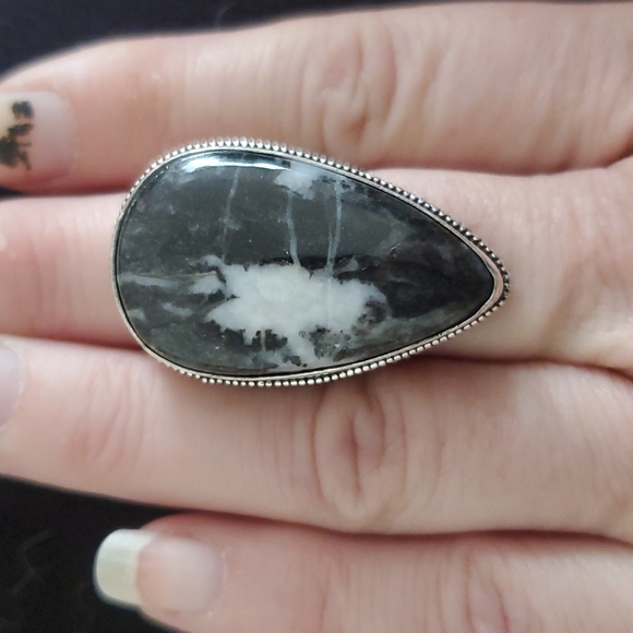 New Oversized Zebra Jasper 925 Silver Ring. - Picture 13 of 15